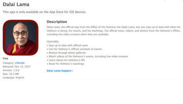 Ứng dụng mới của Đạt Lai Lạt Ma 